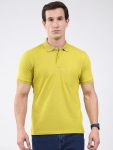 Men Yellow Solid Collar Half Sleeve T-Shirt