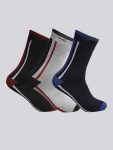 Men Cotton Blend Self Design Calf Length Socks (Pack of 3)
