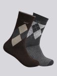 Men Wool blend Check Calf Length Socks (Pack of 2)