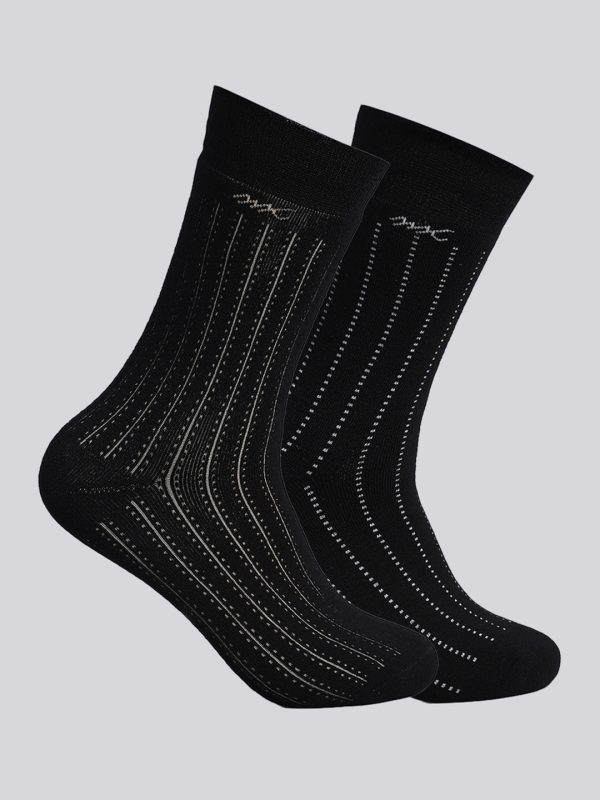 Men Wool blend Self Design Calf Length Socks (Pack of 2)